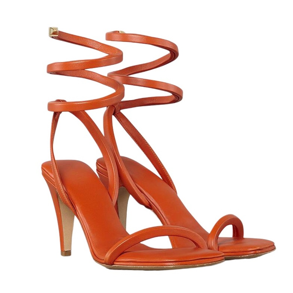Bottega Veneta NIB Leather Stiletto Gladiator Spiral Sandal Heels